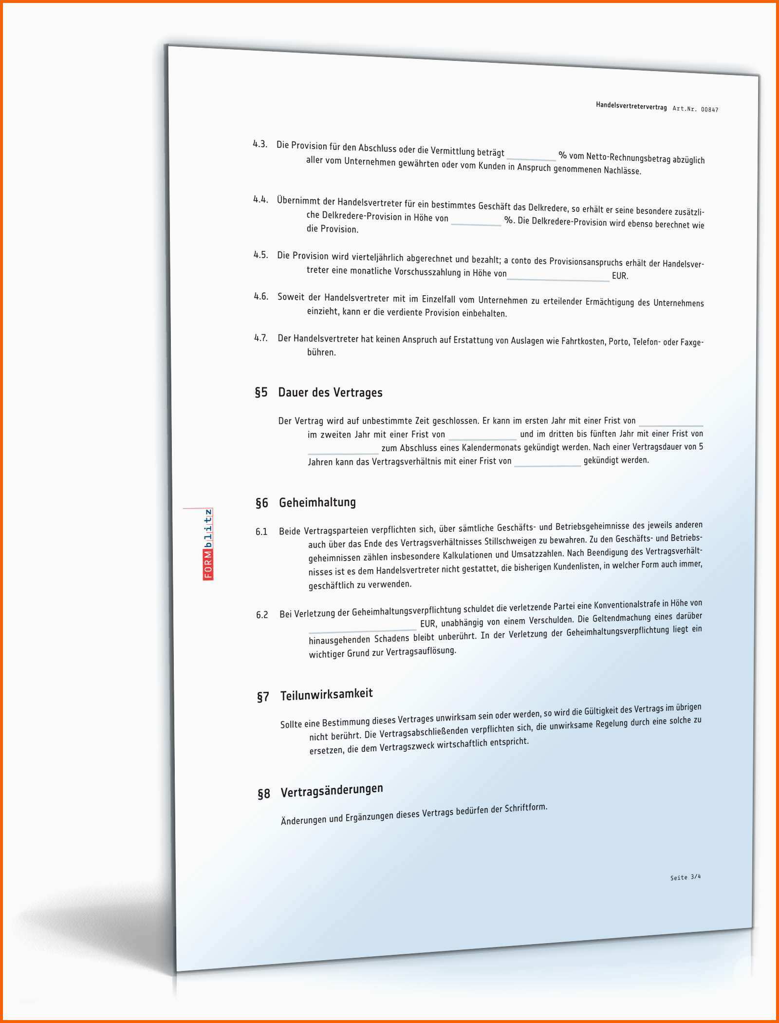Bemerkenswert Handelsvertretervertrag