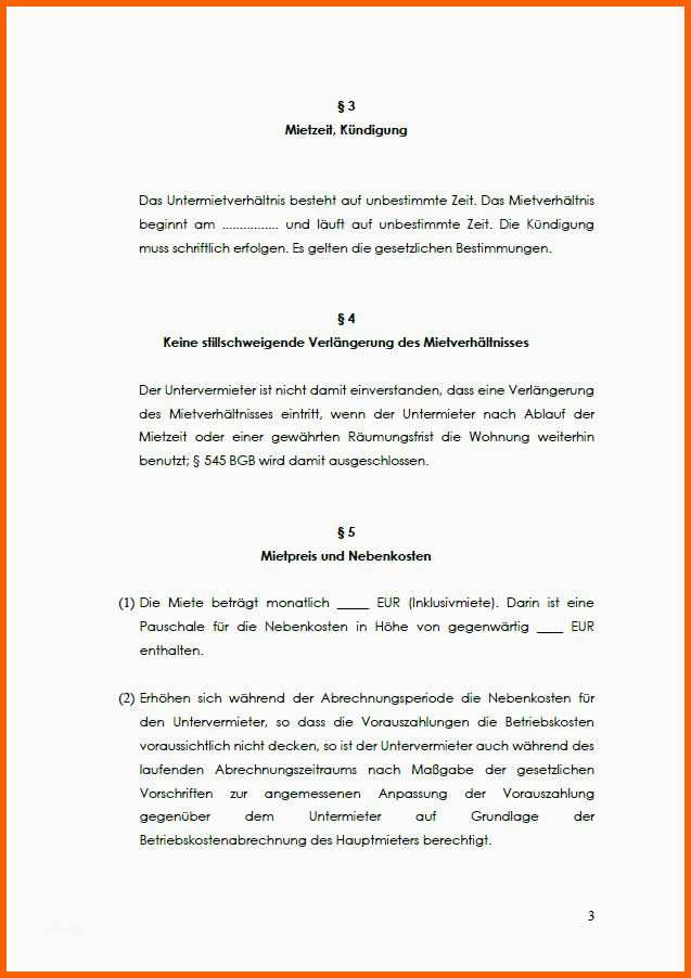 Bemerkenswert Kündigung Untermietvertrag Vorlage Kostenlos