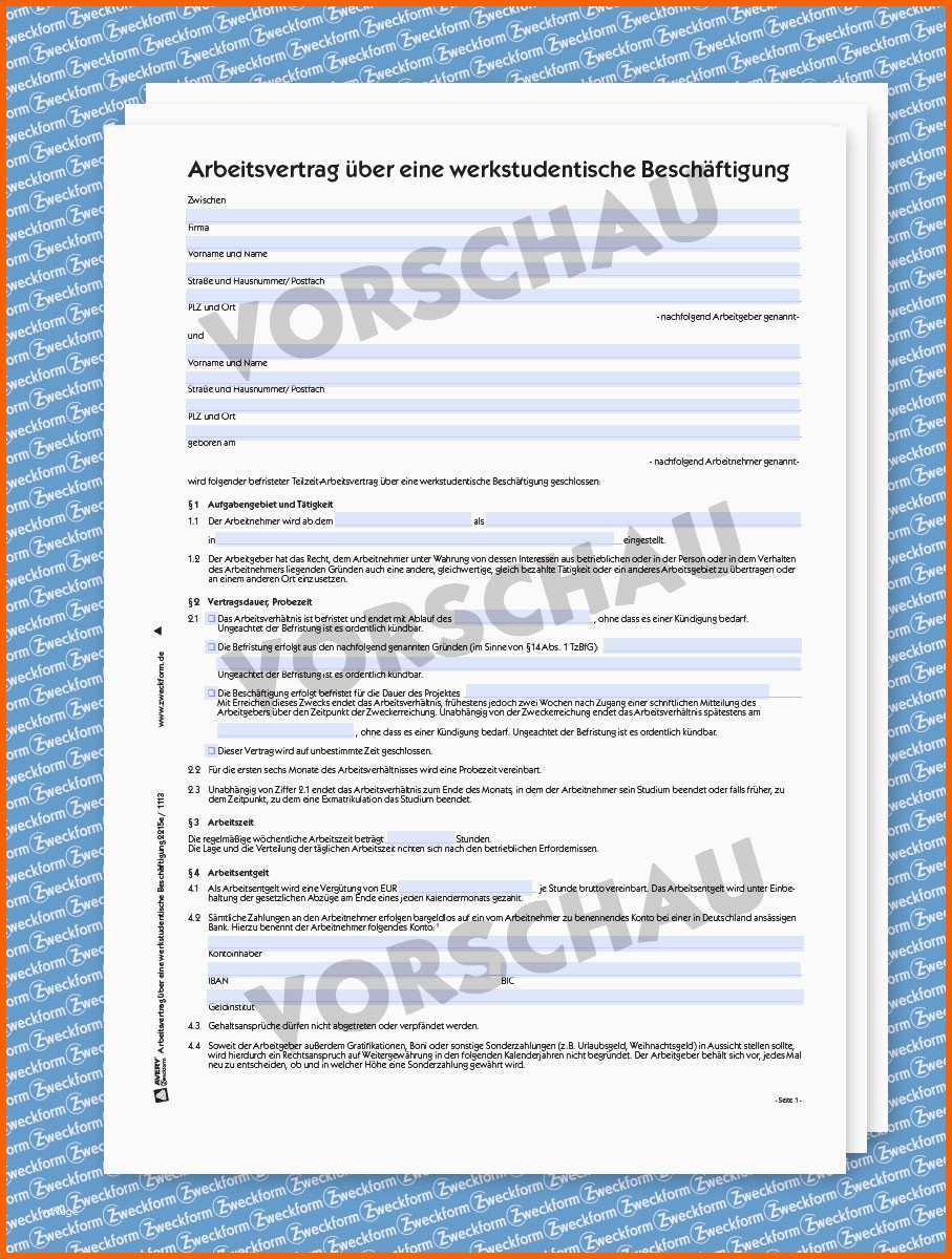 Bemerkenswert Muster Werkstudentenvertrag Zum Download