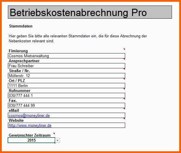 Bemerkenswert Nebenkostenabrechnung Mit Excel Vorlage Zum Download