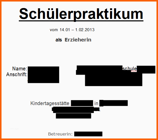 Bemerkenswert Praktikumsmappe Deckblatt Schule Beruf Praktikum