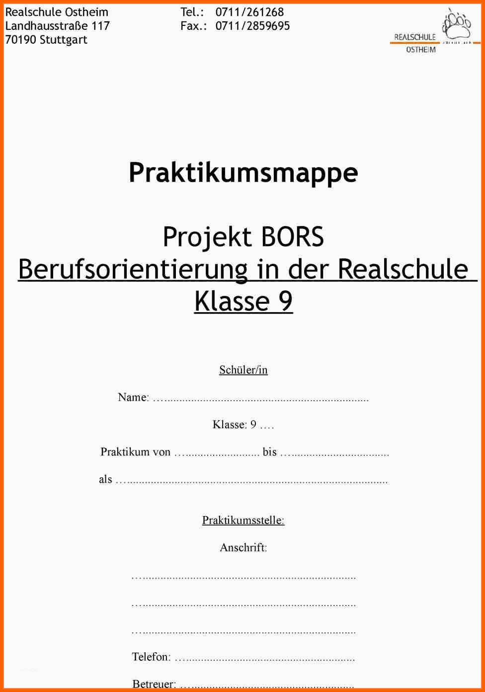  Bemerkenswert Praktikumsmappe Deckblatt Vorlage Wordaktikumsmappe 