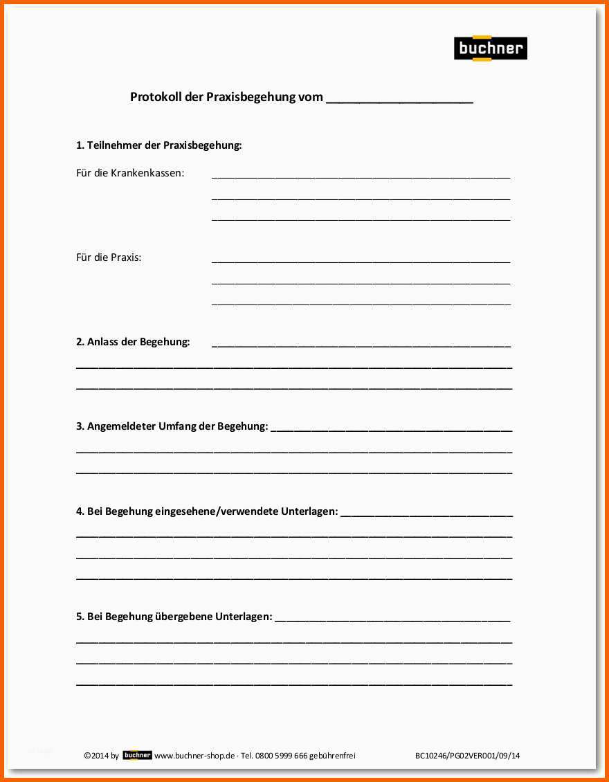 Bemerkenswert Protokoll Für Praxisbegehung Praxisbedarf Shop Buchner