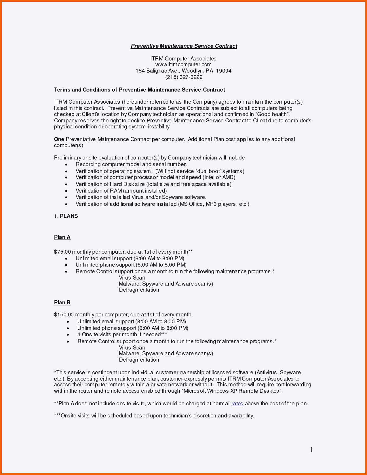 Bemerkenswert Service Level Agreement Muster