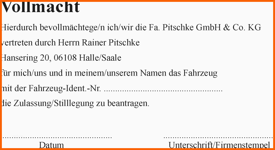 Bemerkenswert Vollmacht Vorlage