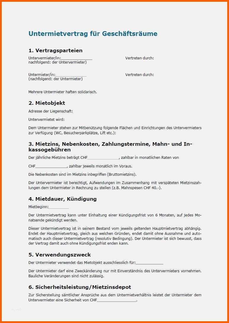Bestbewertet 15 Untermietvertrag Vorlage Pdf