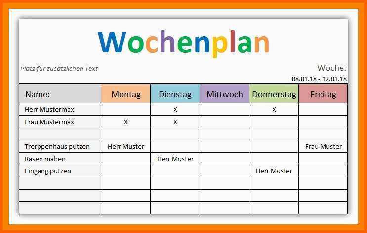 Bestbewertet 20 Vorlage Excel Wochenplan