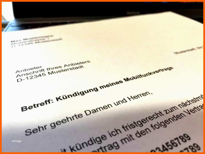 Bestbewertet 6 Handyvertrag Kundigung Muster Vorlagen123 Vorlagen123