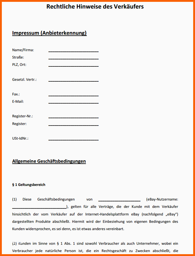 Bestbewertet Agb Ebay Shop Als Muster Zum Download