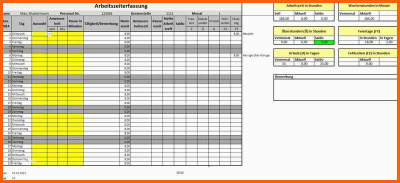 Bestbewertet Arbeitszeiterfassungsvorlage Für Microsoft Excel Stefan