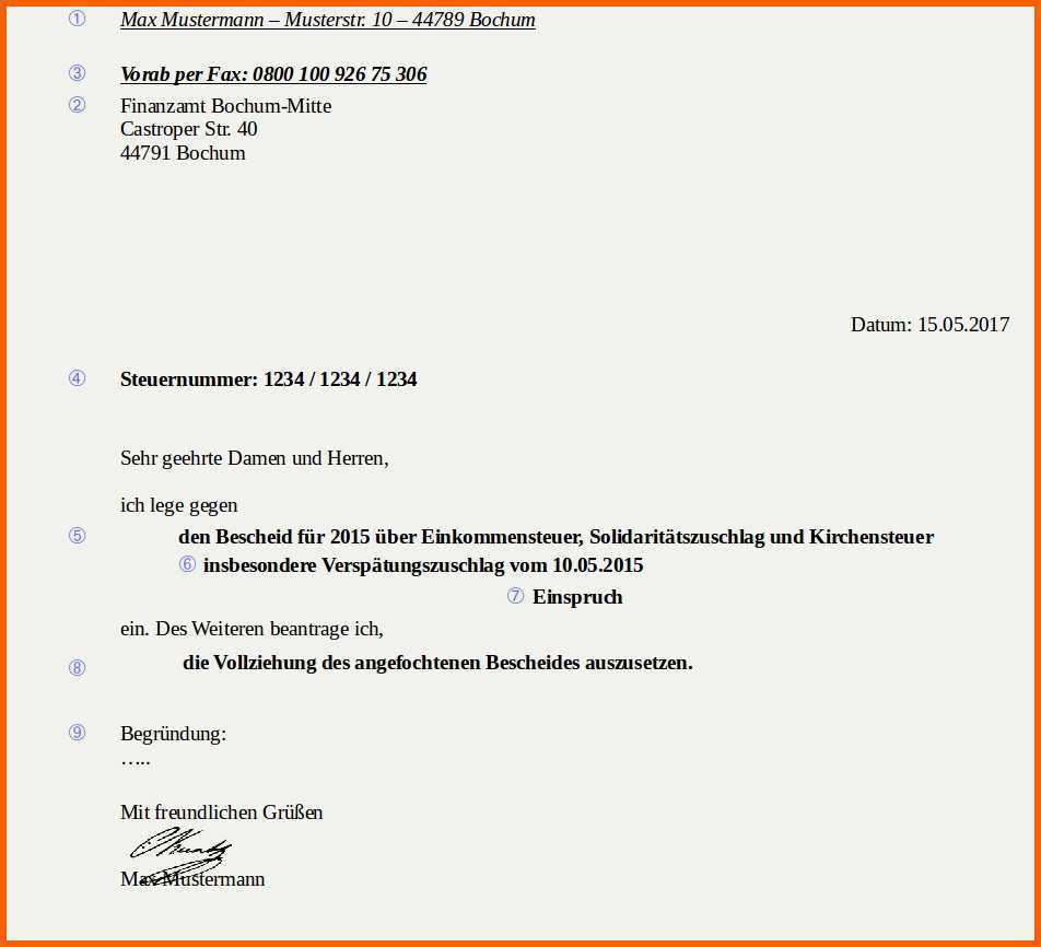 Bestbewertet Einspruch Muster
