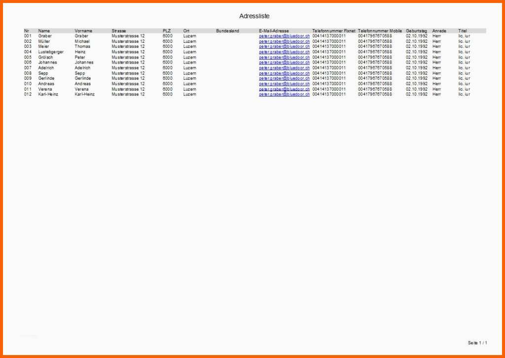 Bestbewertet Excel Vorlagen Adressliste Kostenlos – De Excel