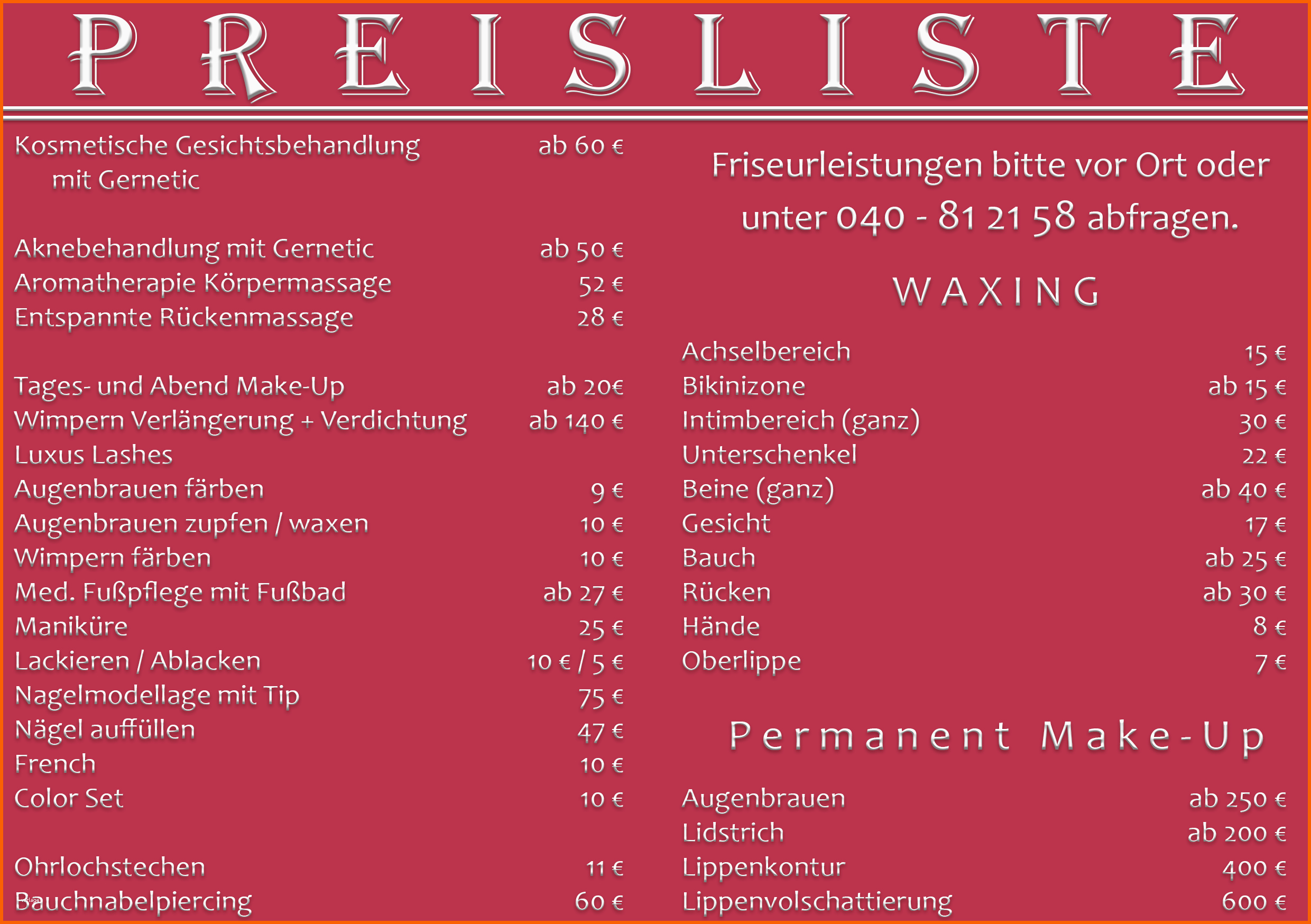Bestbewertet Friseur Preisliste 2018 – Friseur