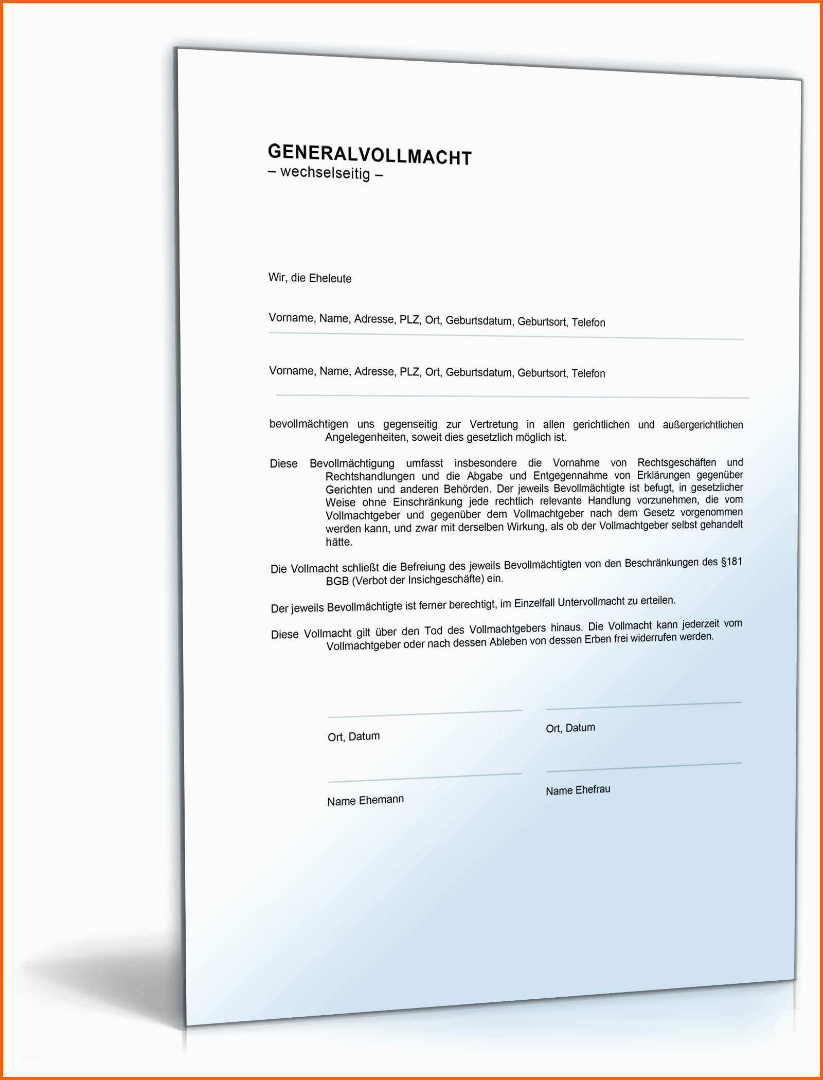Bestbewertet Generalvollmacht Eheleute