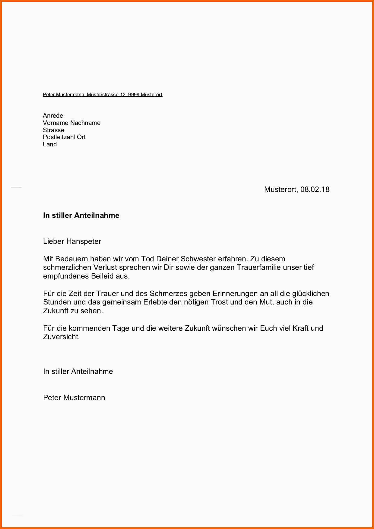 Bestbewertet Kondolenzschreiben Beispiel – Muster Vorlage