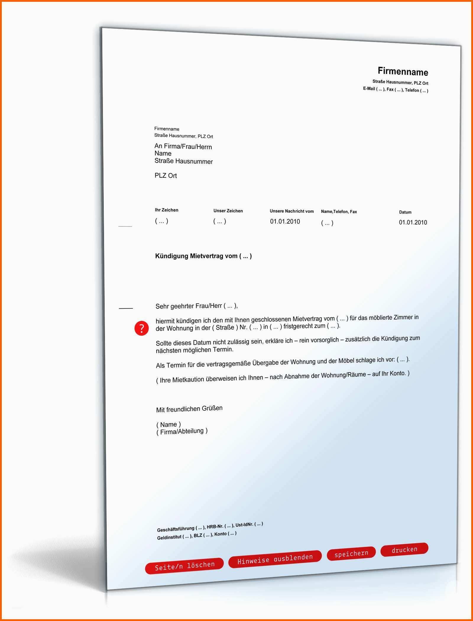 Bestbewertet Kündigung Mietvertrag Zimmer Fristgemäß