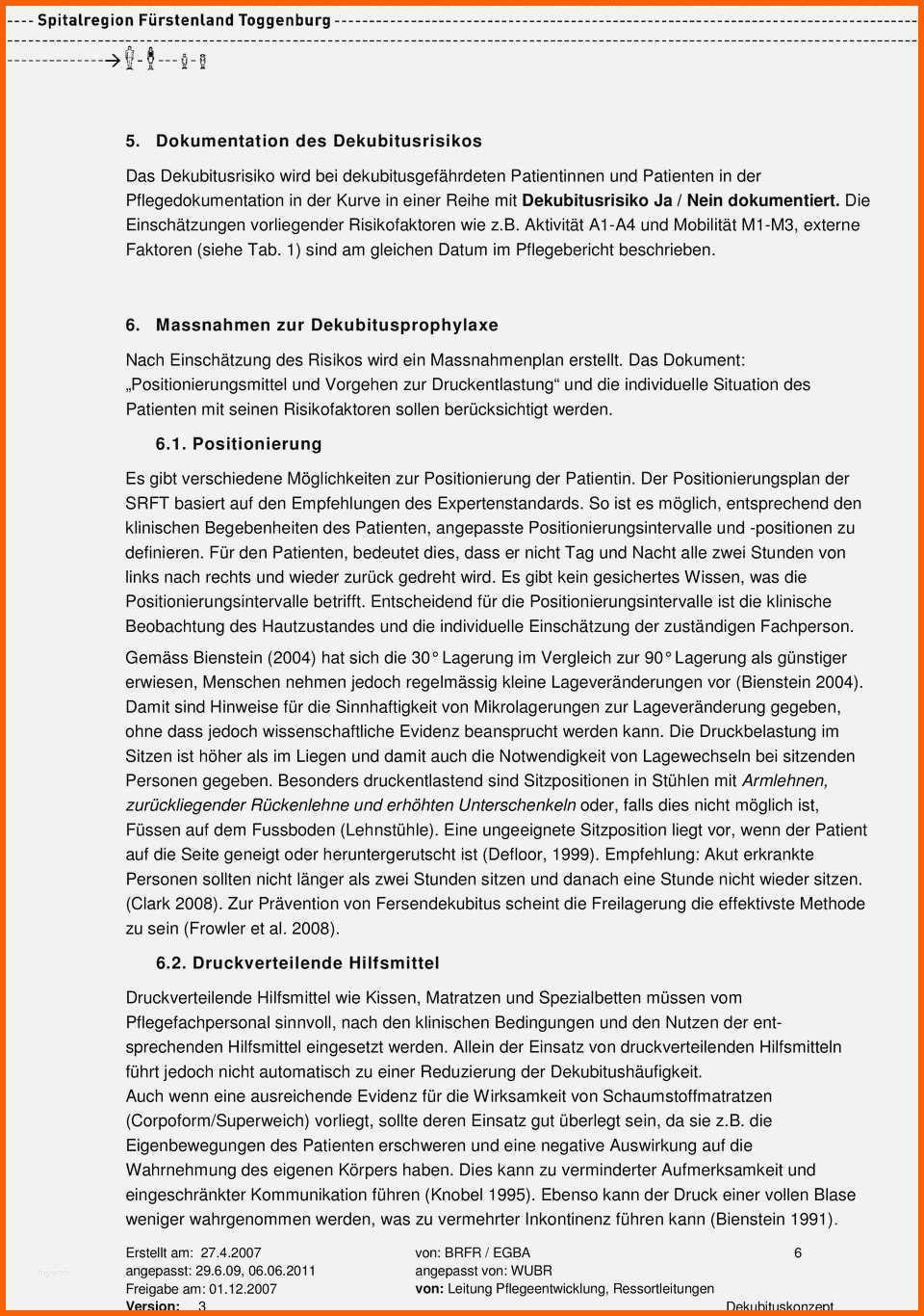Bestbewertet Maßnahmenplan Vorlage Pflege Erstaunlich Dekubitus