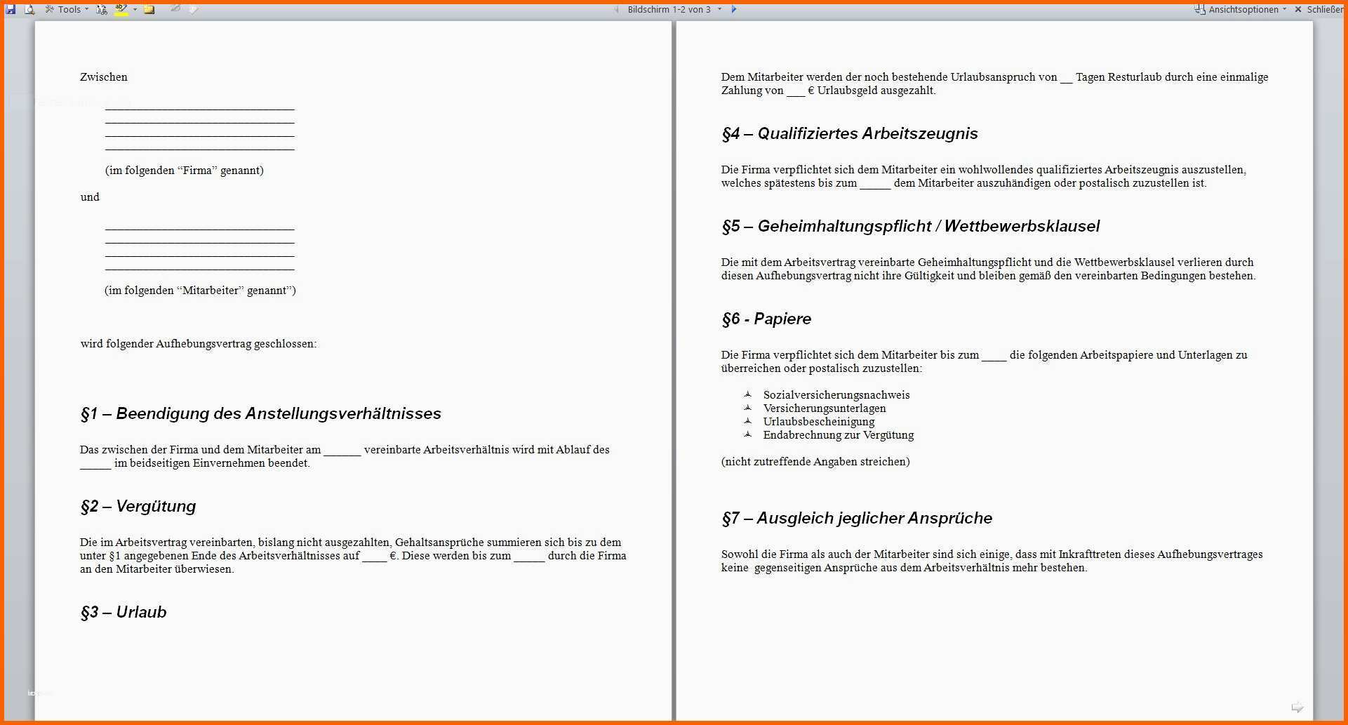 Bestbewertet Mietaufhebungsvertrag Vorlage Word Luxus 7 Muster