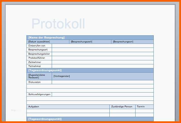Bestbewertet Protokoll Vorlage Word Neu 10 Protokoll Vorlage