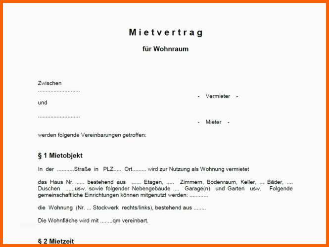 Bestbewertet Word Vorlage Mietvertrag Wohnung Download