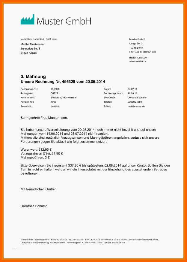 Bestbewertet Zahlungserinnerung Vorlage Angenehm 12 3 Mahnung Vorlage