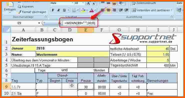 Bestbewertet Zeiterfassung Mit Excel Vorlage – De Excel
