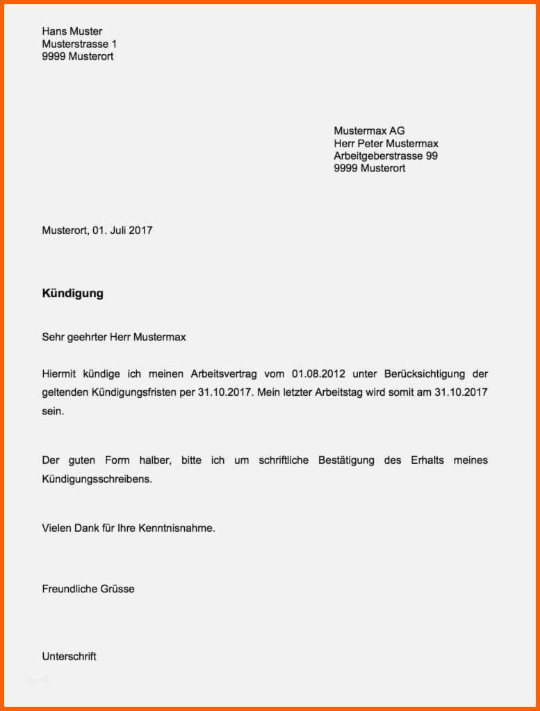 Beste 14 Kündigungsschreiben Vertrag