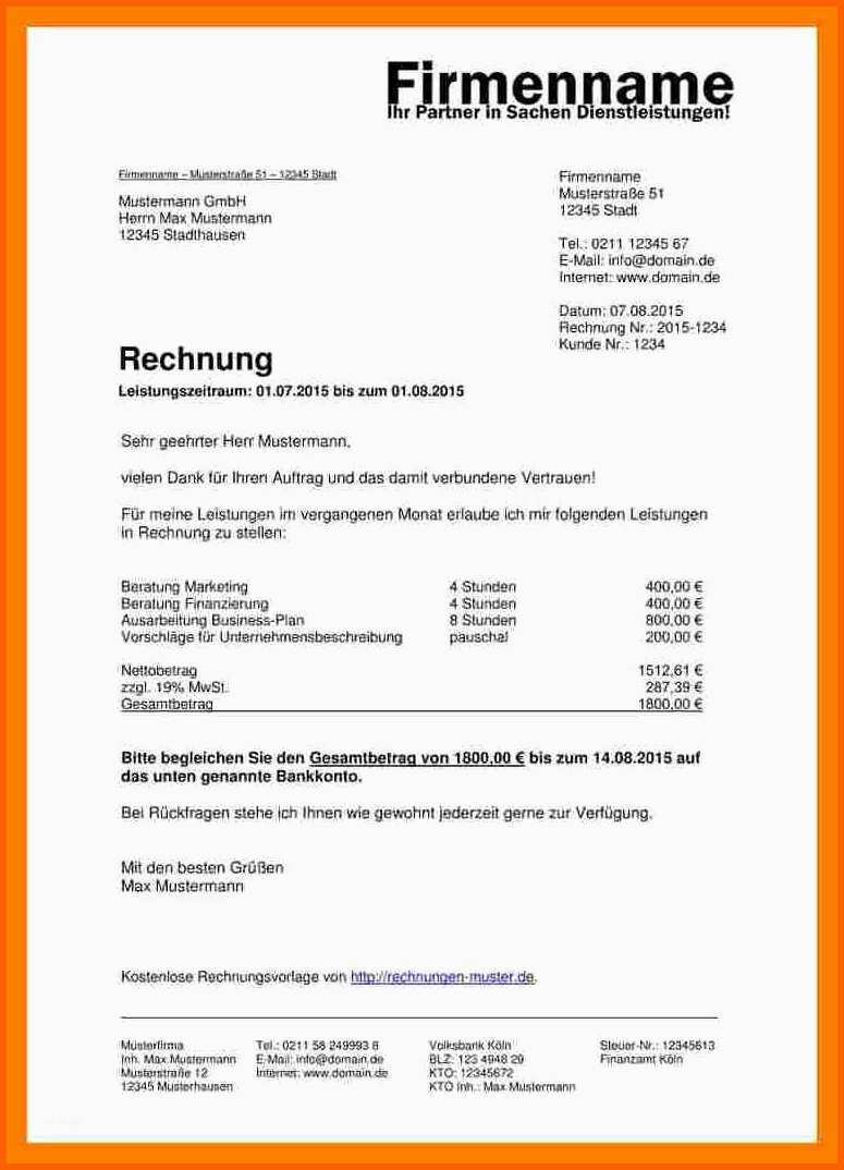 Beste 20 Private Rechnung Schreiben Vorlage