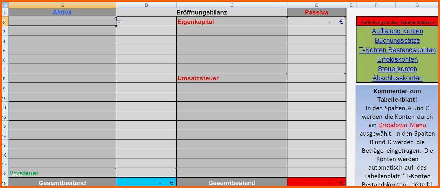 Beste 70 Schön Doppelte Buchführung Excel Vorlage Galerie