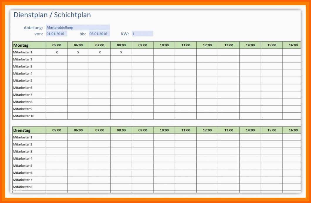 Beste 8 Arbeitsplan Vorlage Kostenlos