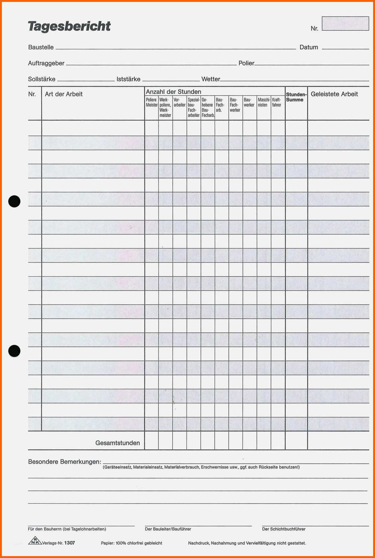 Beste Bau Tagesbericht Vorlage Pdf Primär Bau Tagesbericht