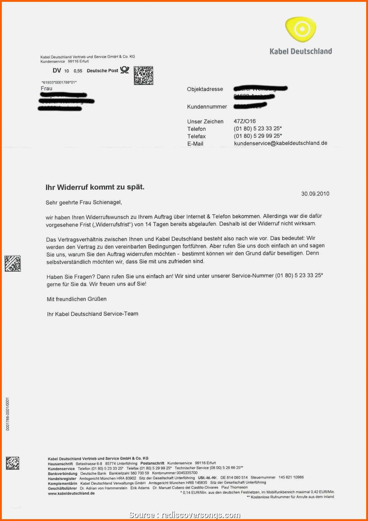 Beste Begrenzt Kabel Deutschland Kündigung Umzug Vorlage Pdf