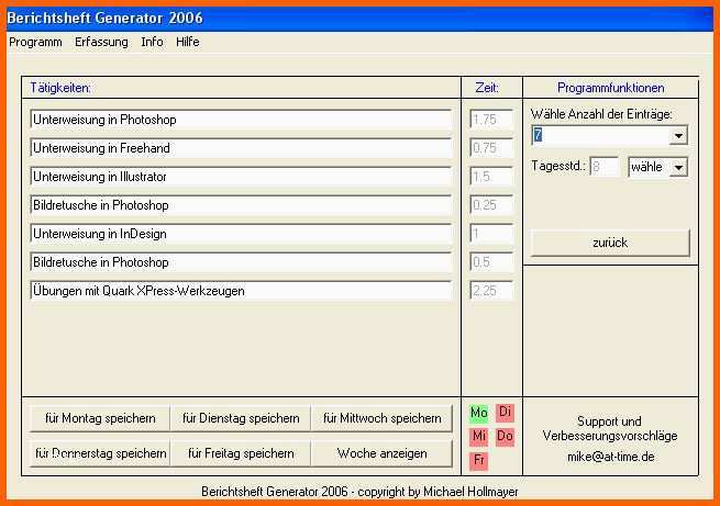 Beste Berichtsheft Generator 2006 Download