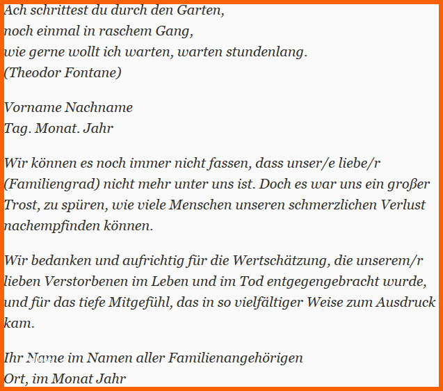 Beste Danksagungen Trauerkarten Vorlagen Gratis