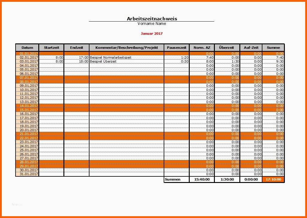 Beste Datev Vorlage Zur Dokumentation Der Täglichen Arbeitszeit