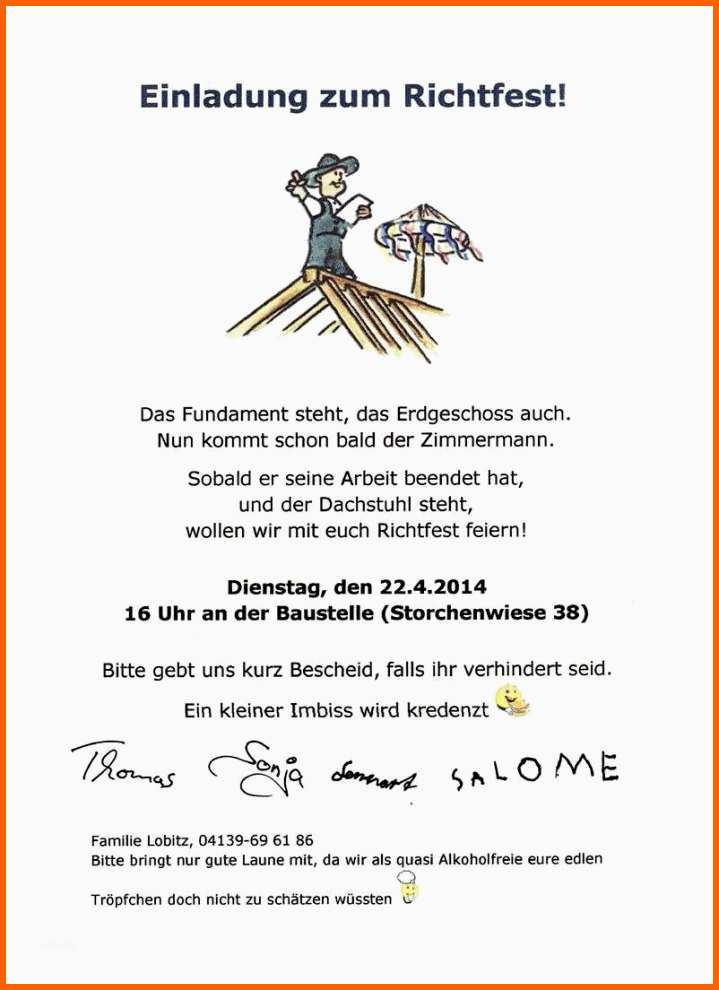 Beste Einladung Richtfest Vorlage Einladungskarten Inspirierend