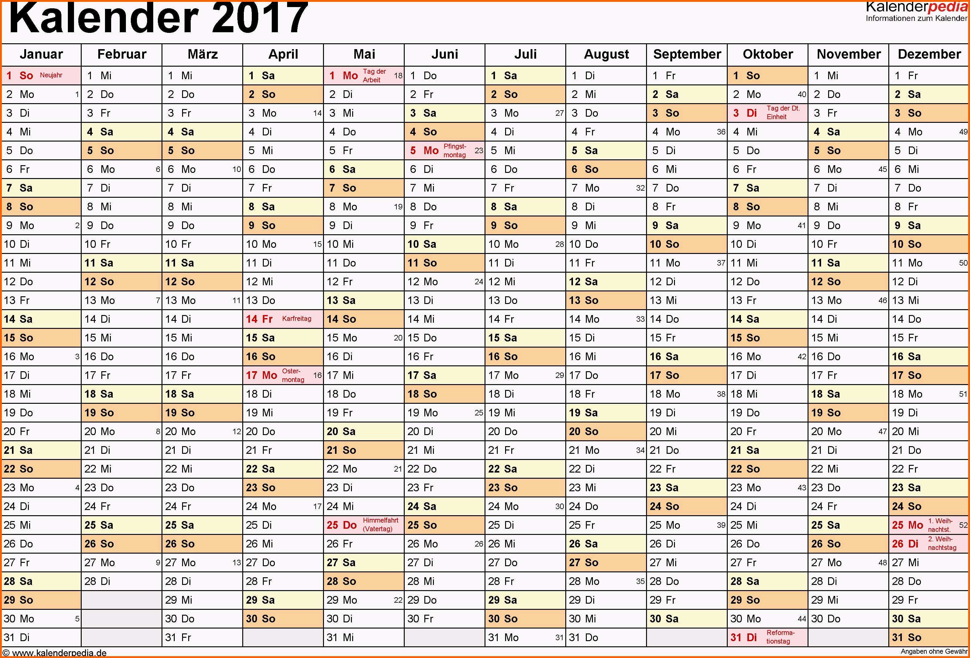 Beste Faszinieren Excel Vorlage Kalender 2017 Im Jahr 2019