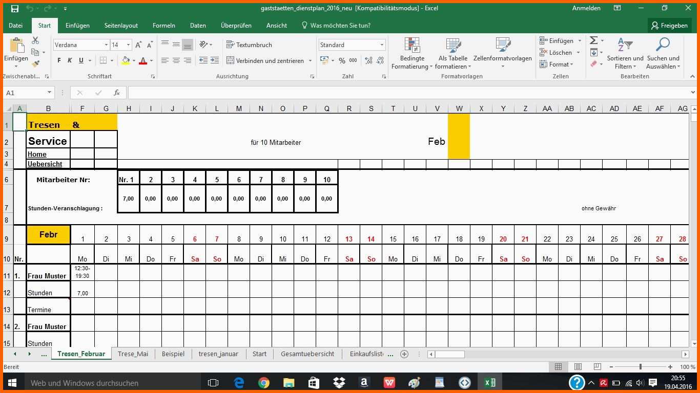 Beste Jahres Nstplan Excel Vorlage – Free Vorlagen