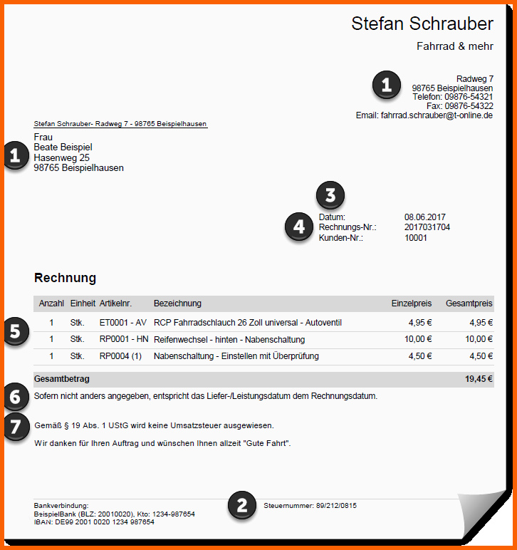 Beste Korrekte Kleinunternehmer Rechnung Mit Rechnungspflichtangaben