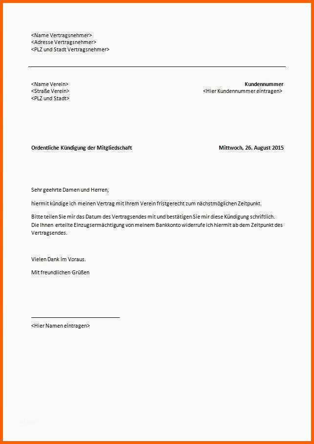 Beste Kündigung Mietwohnung Vorlage Erstaunlich Kündigung
