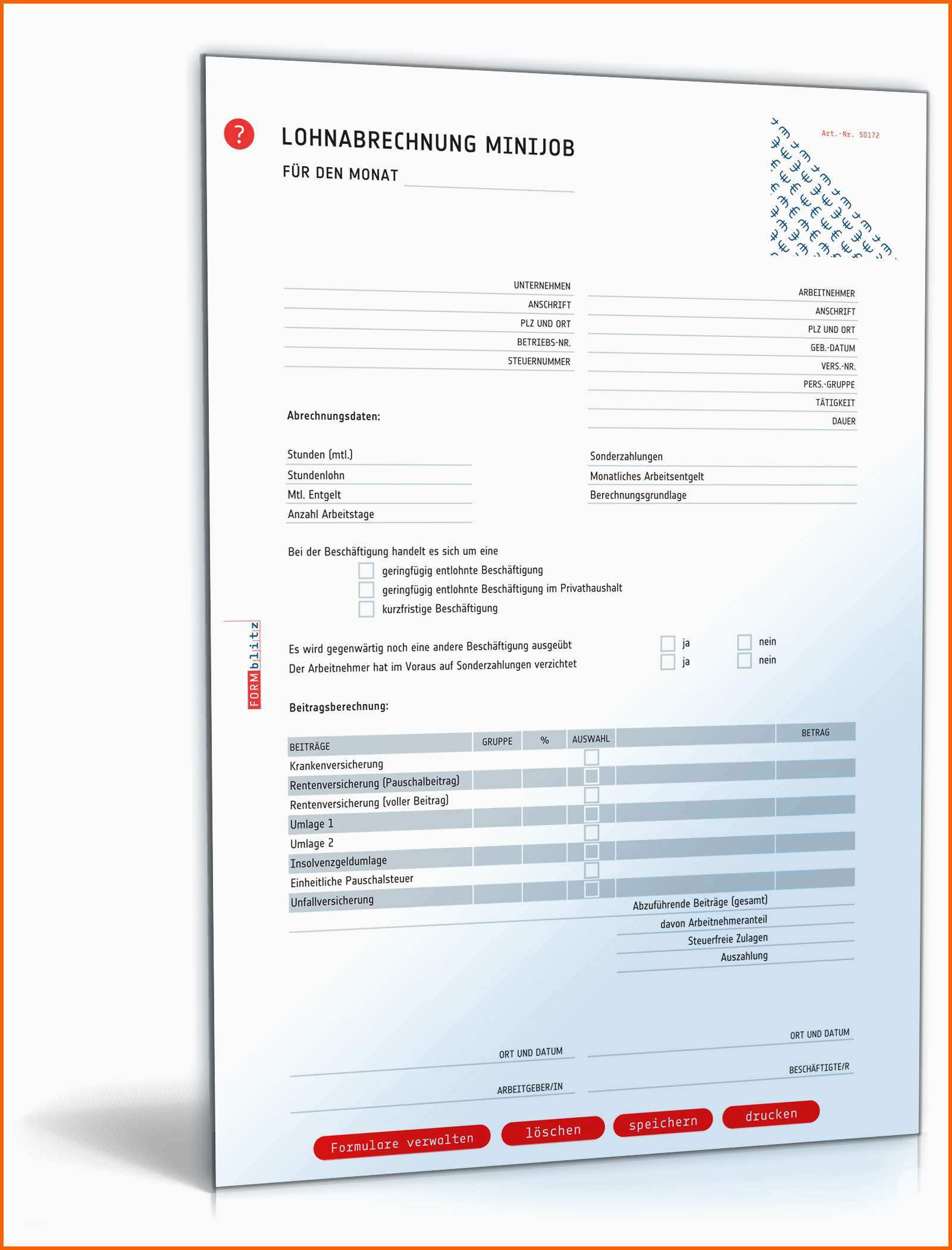 Beste Lohnabrechnung 450 Euro Minijob 2017