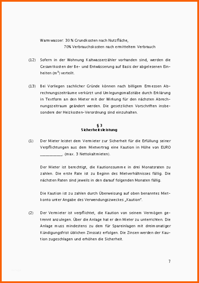 Beste Mietvertrag Wohnung Muster Zum Download