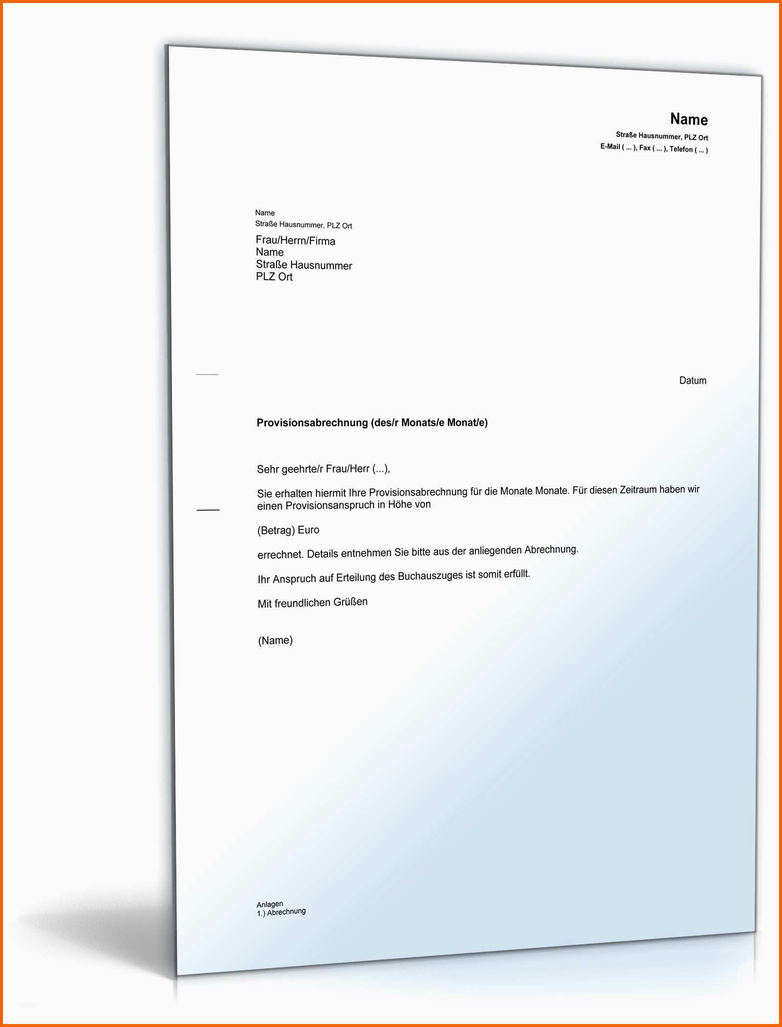 Beste Mitteilung Provisionsabrechnung