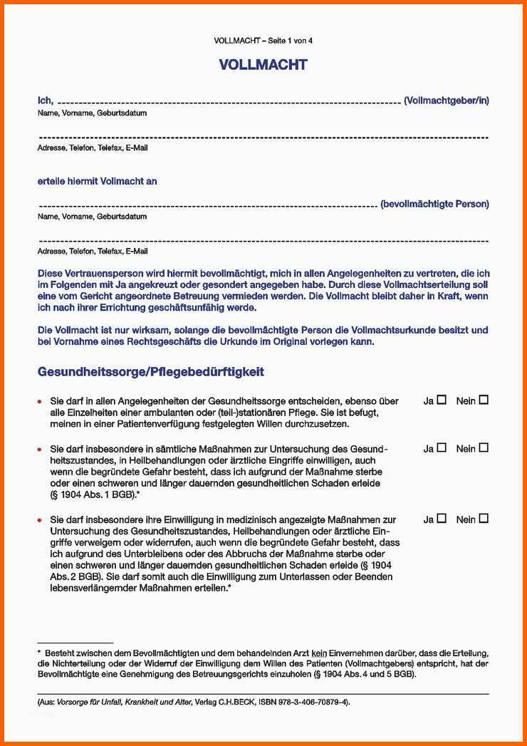 Beste Patientenvollmacht Zum Ausdrucken