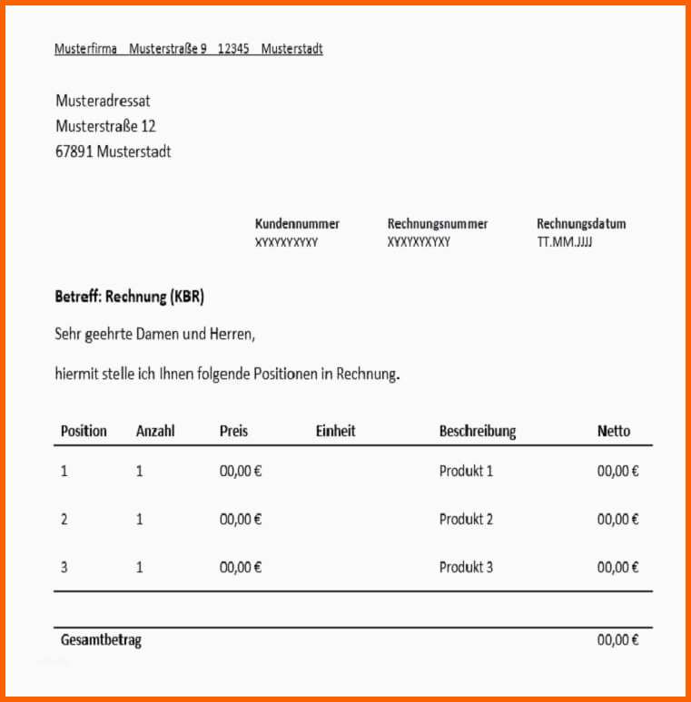 Beste Vorlage Rechnung Kleinunternehmer Excel – De Excel