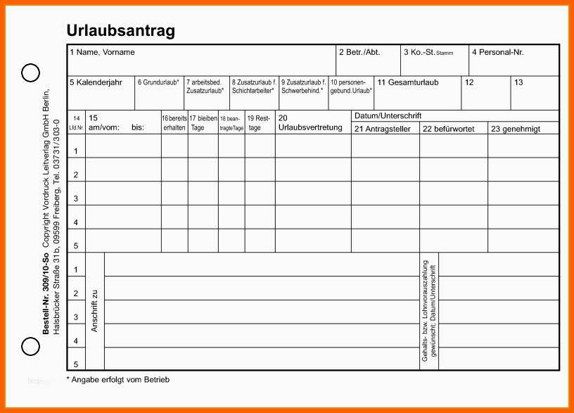 Einzahl 10 Urlaubsantrag Vorlage Excel
