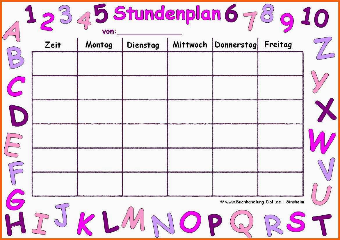 Einzahl 11 Stundenplan Vorlage