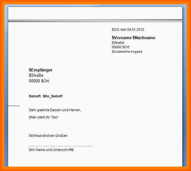 Einzahl 12 Briefkopf Vorlage Word Kostenlos