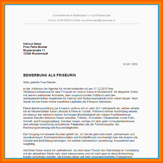 Einzahl 13 Bewerbung Ausbildung Friseurin