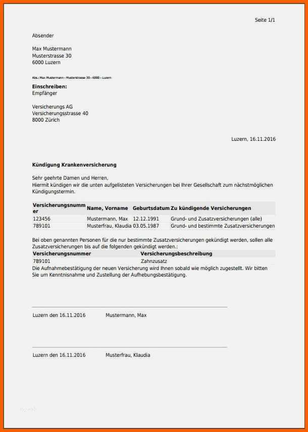 Einzahl 14 Krankenkasse Kündigungsschreiben Muster